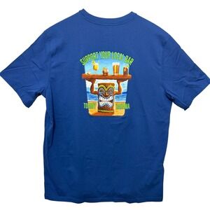 Tommy Bahama T-Shirt Mens Medium Blue Excellent Support Your Local Bar Tiki